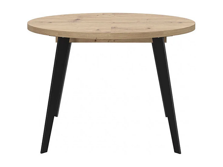 Table ronde extensible 110 à 155 cm décor bois pieds métal - VANESSA