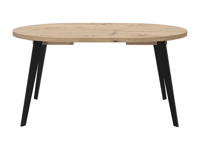 Table ronde extensible 110 à 155 cm décor bois pieds métal - VANESSA