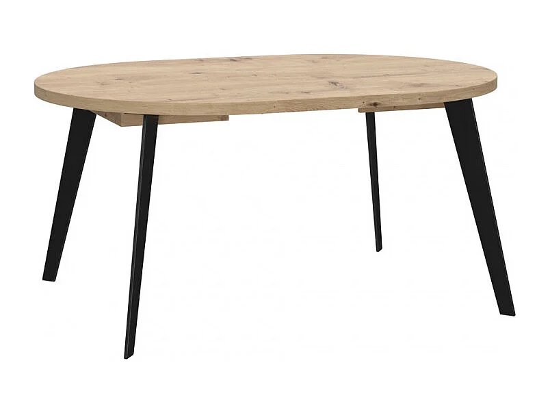 Table ronde extensible 110 à 155 cm décor bois pieds métal - VANESSA