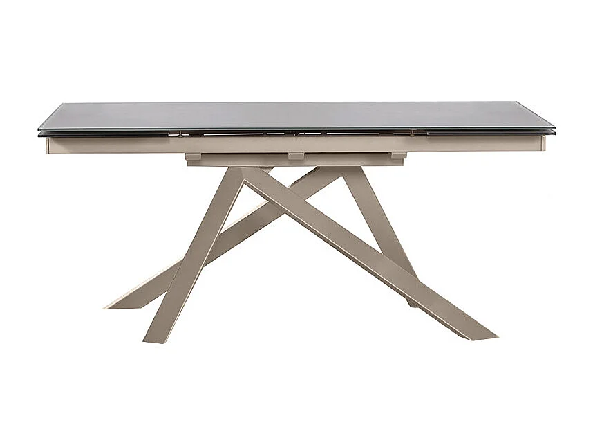 Table de repas extensible 160 à 240 cm taupe en verre - CASSANDRA