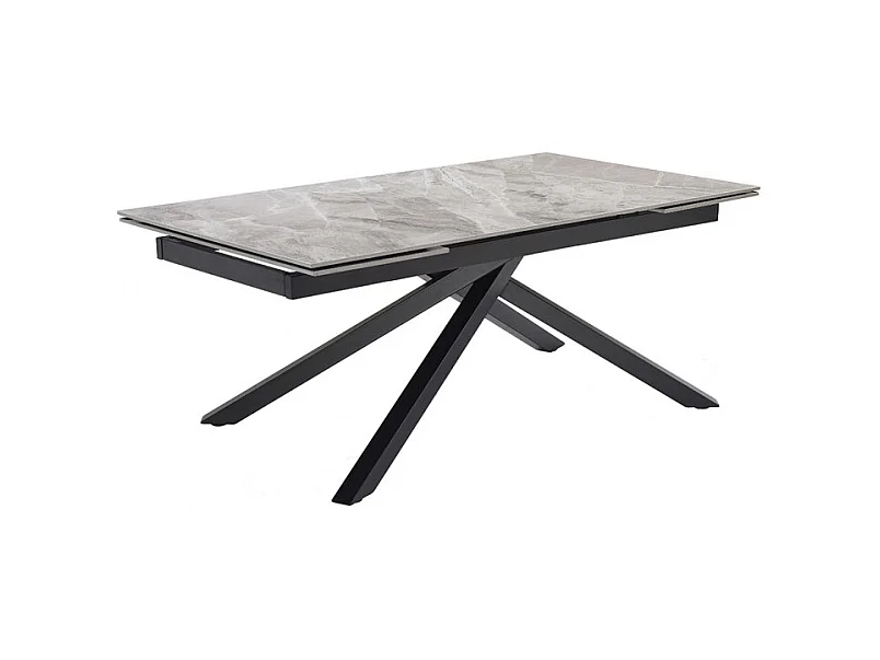 Table extensible 160/240 cm céramique gris marbré pied torsadé - DAKOTA 05