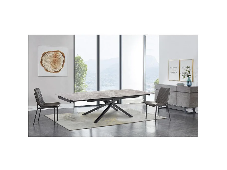 Table extensible 160/240 cm céramique gris marbré pied torsadé - DAKOTA 05