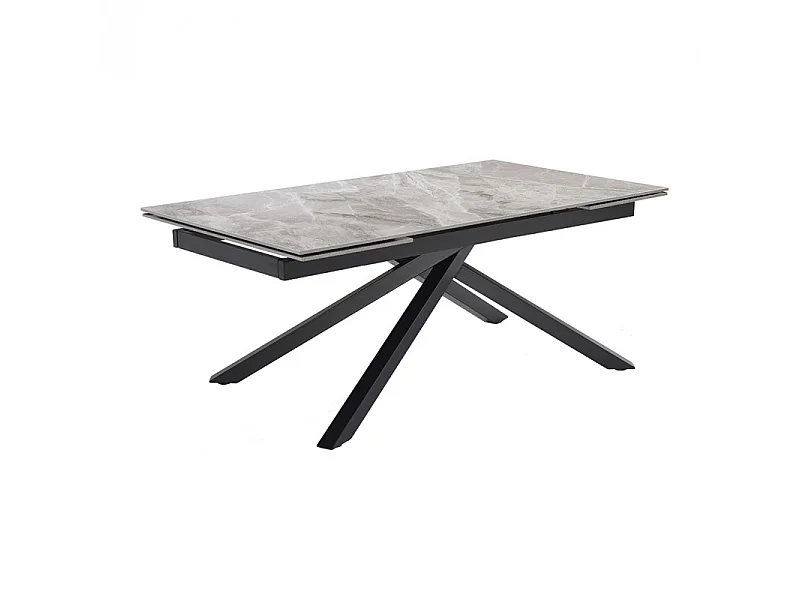 Table extensible 160/240 cm céramique gris marbré pied torsadé - DAKOTA 05