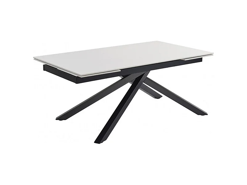 Table extensible 160/240 cm céramique blanc pied torsadé - OREGON 05