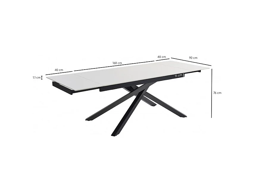Table extensible 160/240 cm céramique blanc pied torsadé - OREGON 05