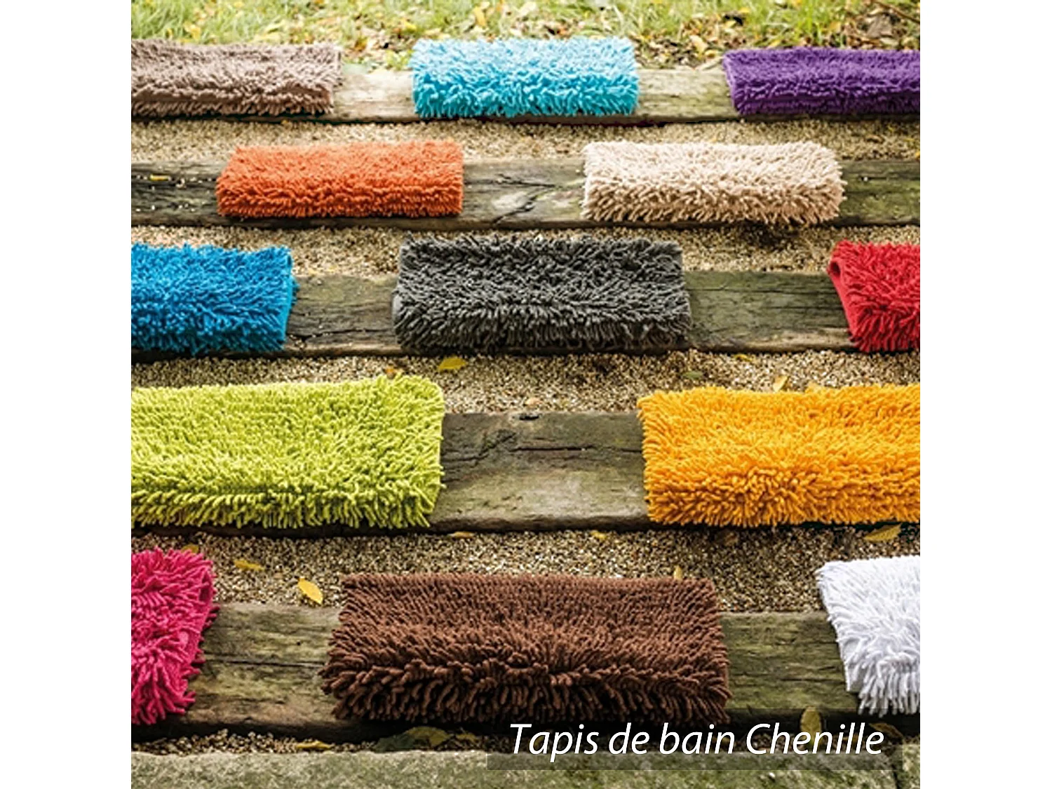 Tapis de bain 50x80 cm CHENILLE Blanc 1800 g/m2