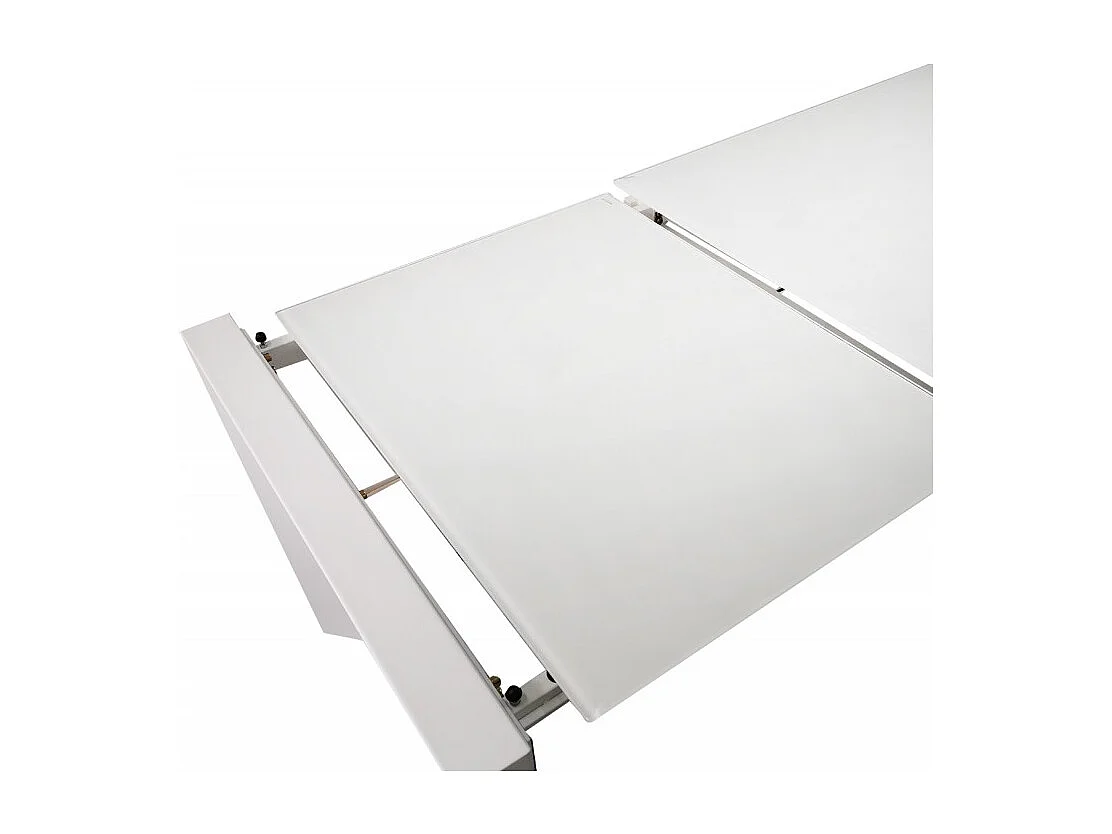 Table extensible 120 à 180 cm plateau verre blanc - LUCIOLE