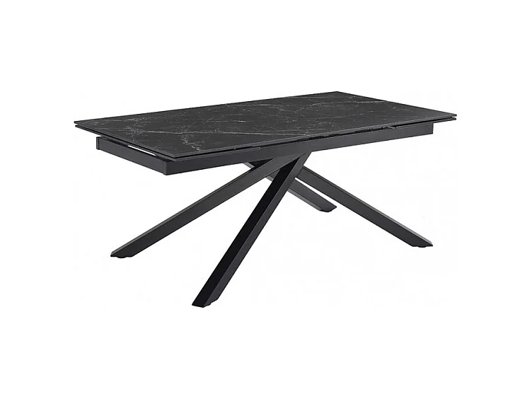Table extensible 160/240 cm céramique noir marbré pied torsadé - INDIANA 05