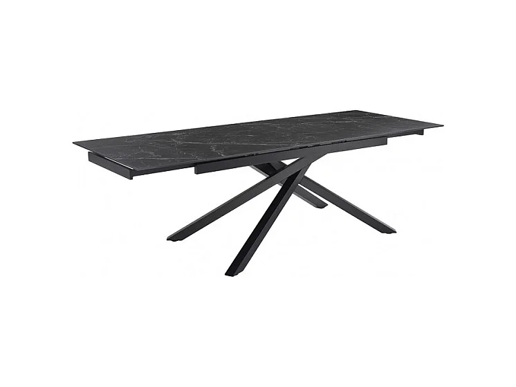 Table extensible 160/240 cm céramique noir marbré pied torsadé - INDIANA 05