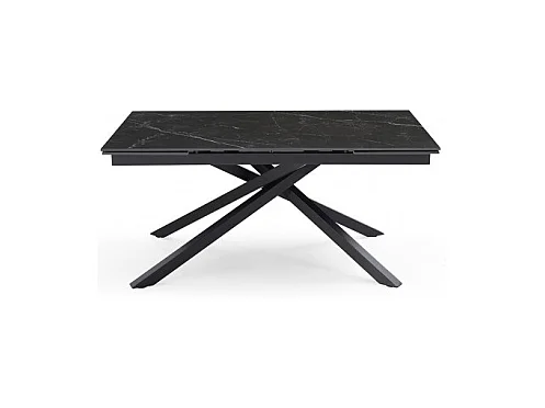 Table extensible 160/240 cm céramique noir marbré pied torsadé - INDIANA 05