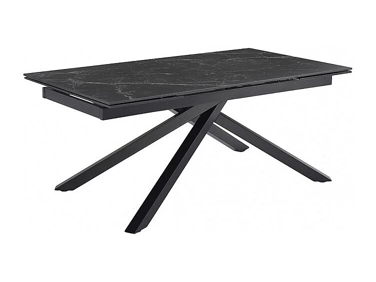 Table extensible 160/240 cm céramique noir marbré pied torsadé - INDIANA 05