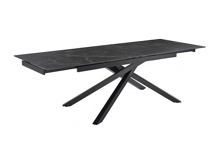 Table extensible 160/240 cm céramique noir marbré pied torsadé - INDIANA 05