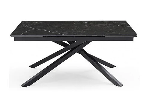 Table extensible 160/240 cm céramique noir marbré pied torsadé - INDIANA 05