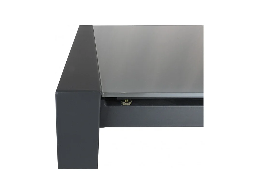 Table extensible 120 à 180 cm plateau verre gris pieds acier - MYSTIC