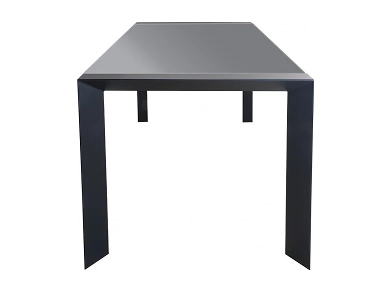 Table extensible 120 à 180 cm plateau verre gris pieds acier - MYSTIC