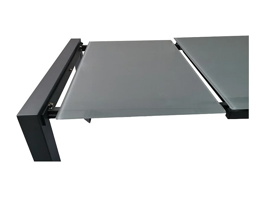 Table extensible 120 à 180 cm plateau verre gris pieds acier - MYSTIC