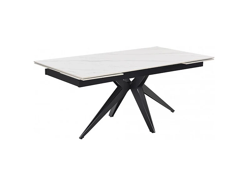 Table extensible 160/240 cm céramique blanc marbré pied étoile - NEVADA 06