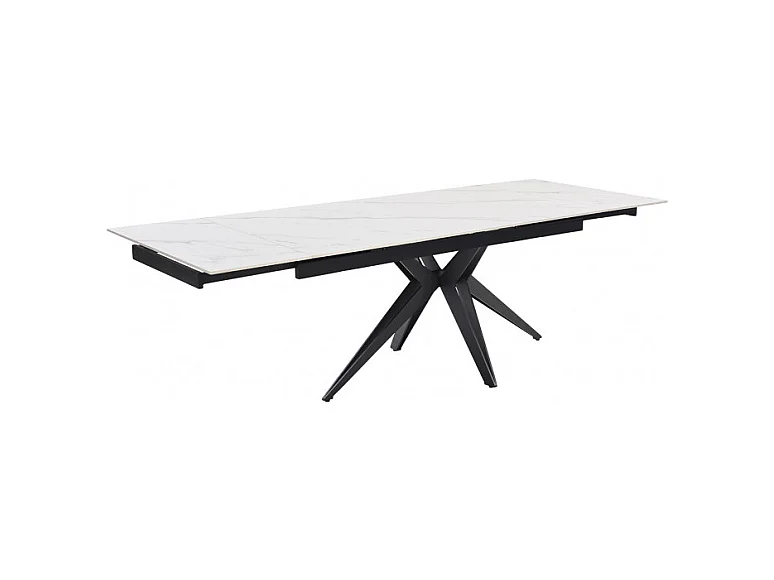 Table extensible 160/240 cm céramique blanc marbré pied étoile - NEVADA 06