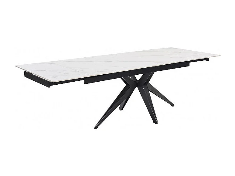 Table extensible 160/240 cm céramique blanc marbré pied étoile - NEVADA 06