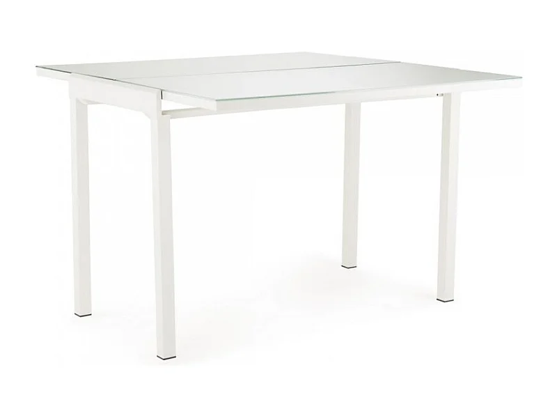 Table compacte extensible 55 à 110 plateau verre blanc - AGATE