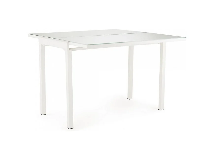Table compacte extensible 55 à 110 plateau verre blanc - AGATE