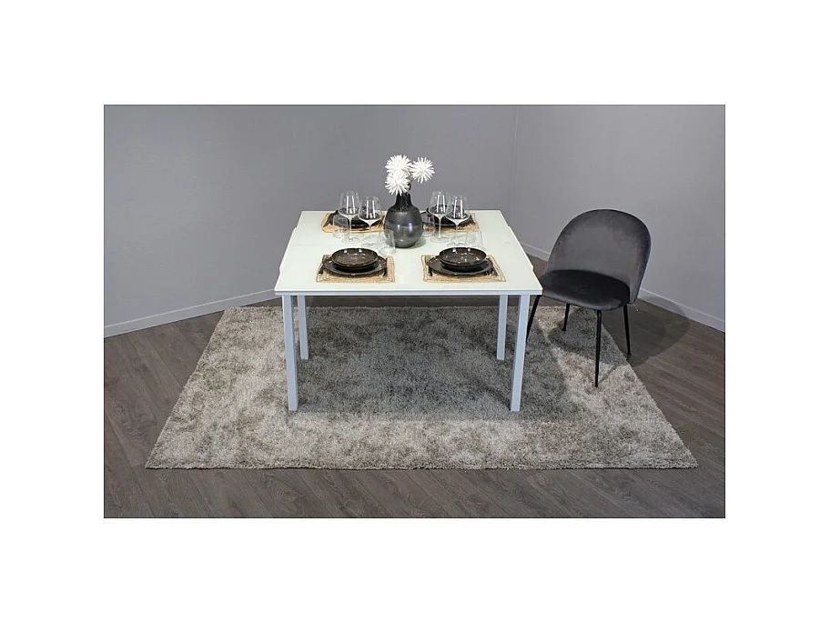 Table compacte extensible 55 à 110 plateau verre blanc - AGATE