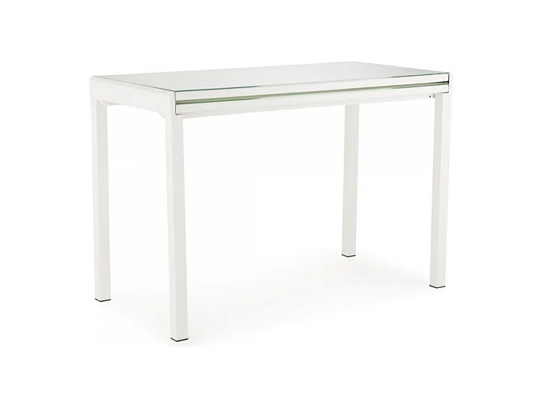 Table compacte extensible 55 à 110 plateau verre blanc - AGATE