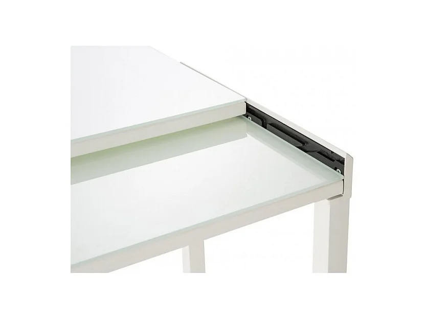 Table compacte extensible 55 à 110 plateau verre blanc - AGATE
