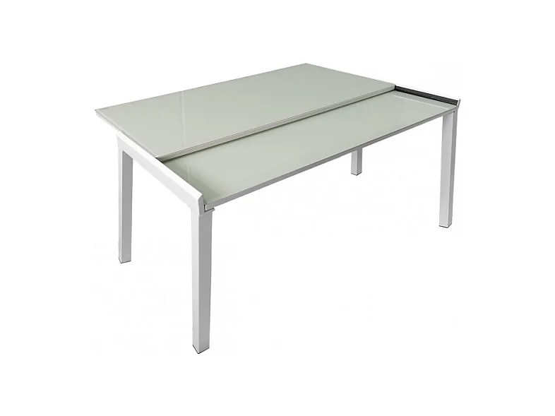Table compacte extensible 55 à 110 plateau verre blanc - AGATE
