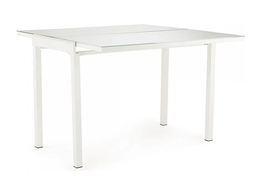 Table compacte extensible 55 à 110 plateau verre blanc - AGATE