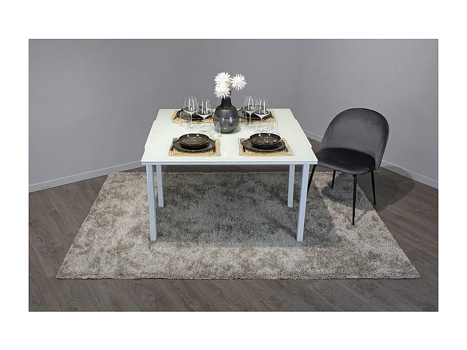 Table compacte extensible 55 à 110 plateau verre blanc - AGATE
