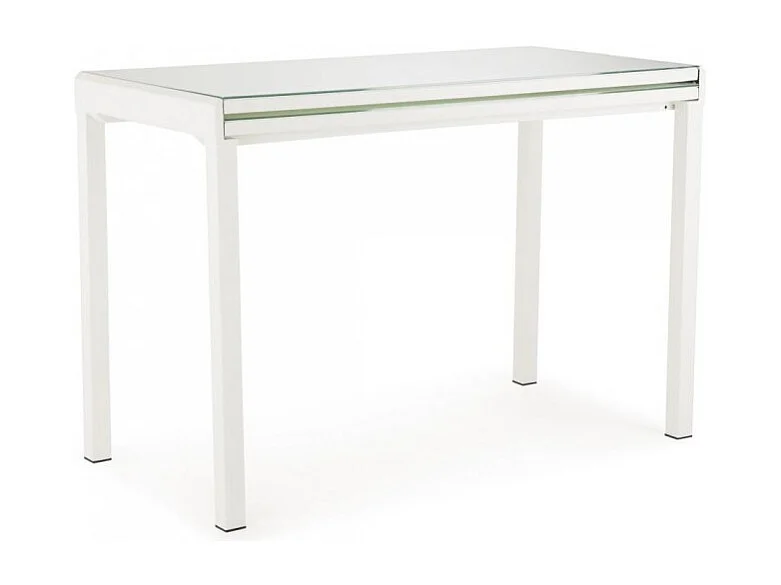 Table compacte extensible 55 à 110 plateau verre blanc - AGATE