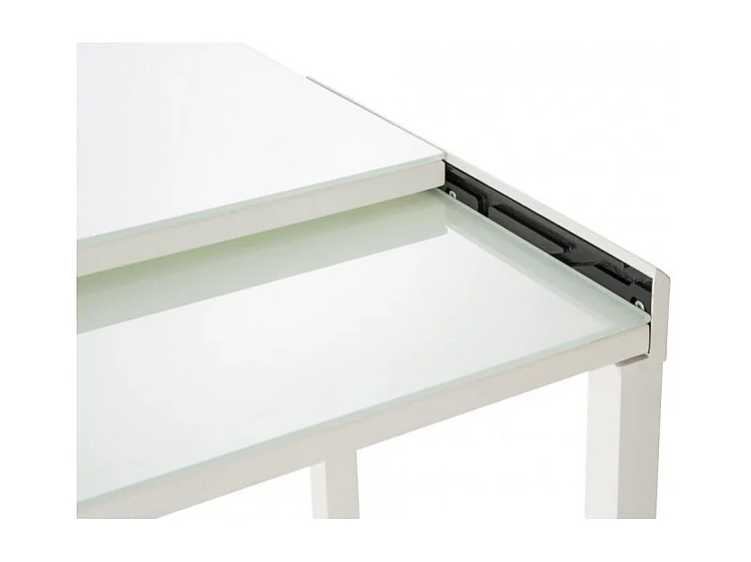 Table compacte extensible 55 à 110 plateau verre blanc - AGATE
