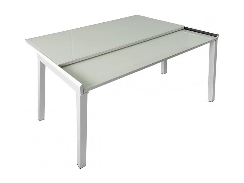 Table compacte extensible 55 à 110 plateau verre blanc - AGATE