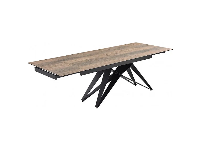 Table extensible 160/240 cm céramique effet bois pied géométrique - TEXAS 03