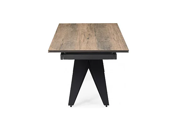 Table extensible 160/240 cm céramique effet bois pied géométrique - TEXAS 03