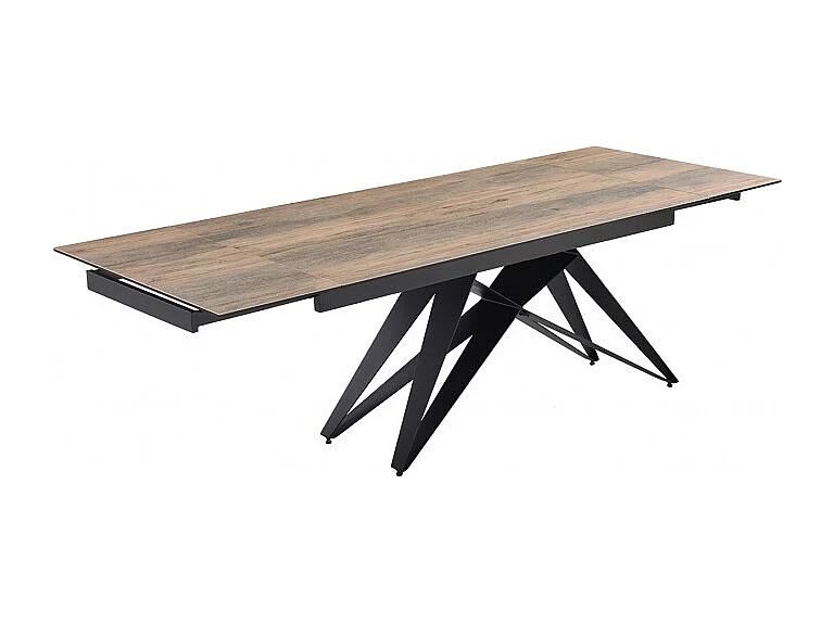 Table extensible 160/240 cm céramique effet bois pied géométrique - TEXAS 03