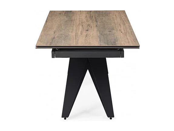 Table extensible 160/240 cm céramique effet bois pied géométrique - TEXAS 03