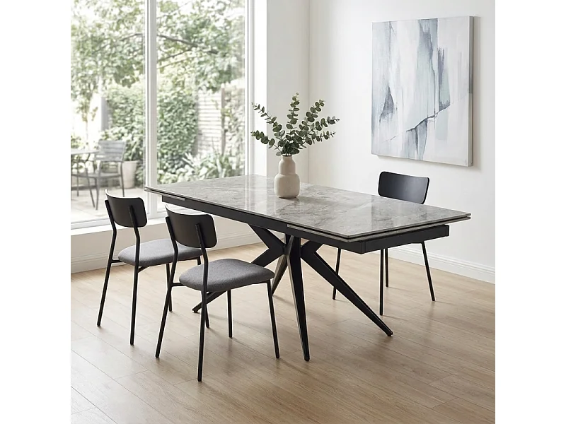 Table extensible 160/240 cm céramique gris marbré pied étoile - DAKOTA 06