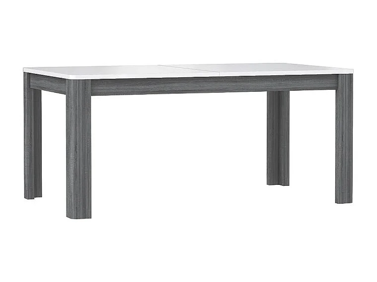 Table extensible 160 à 206 cm blanc laqué décor bois gris - ALEXIANE