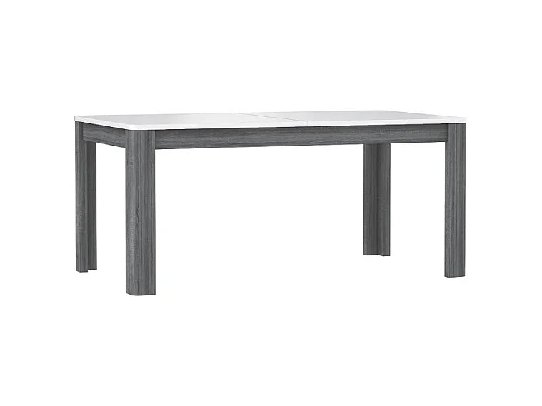 Table extensible 160 à 206 cm blanc laqué décor bois gris - ALEXIANE