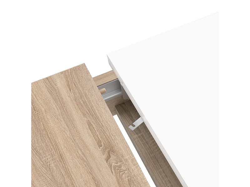 Table extensible 160 à 206 cm blanc laqué décor bois gris - ALEXIANE