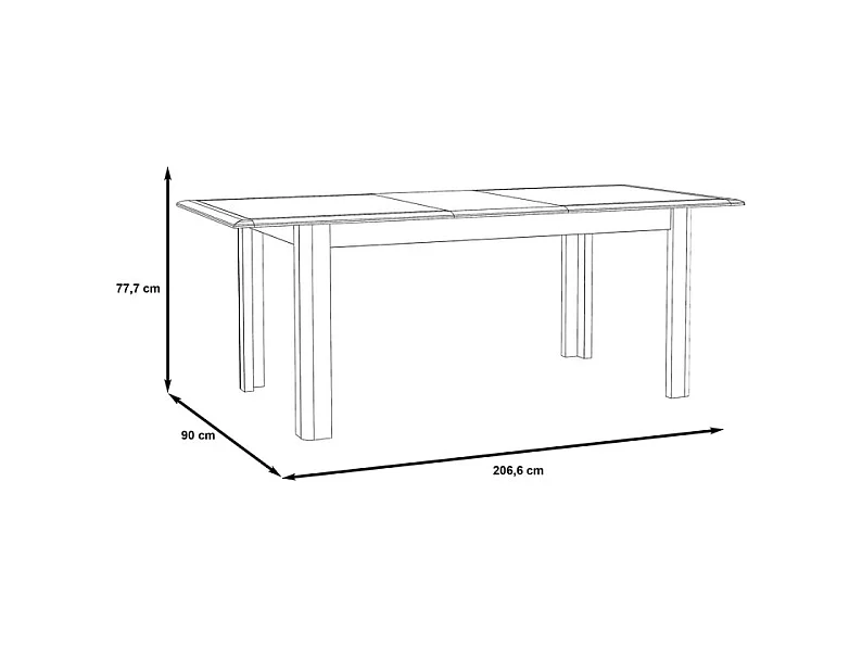Table extensible 160 à 206 cm blanc laqué et décor gris béton - CALVI