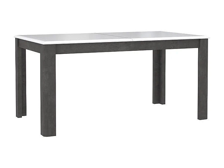 Table extensible 160 à 206 cm blanc laqué et décor gris béton - CALVI