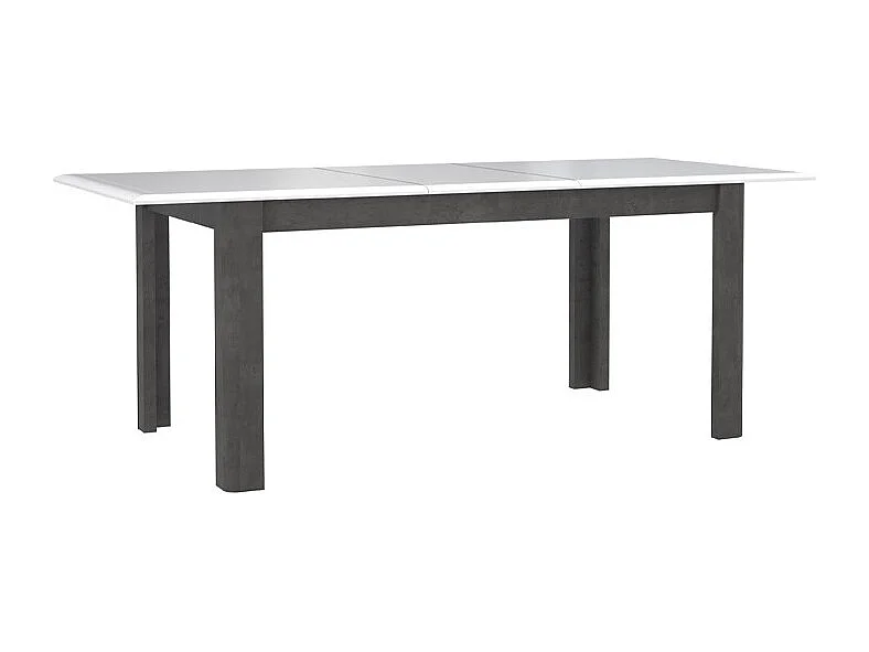Table extensible 160 à 206 cm blanc laqué et décor gris béton - CALVI
