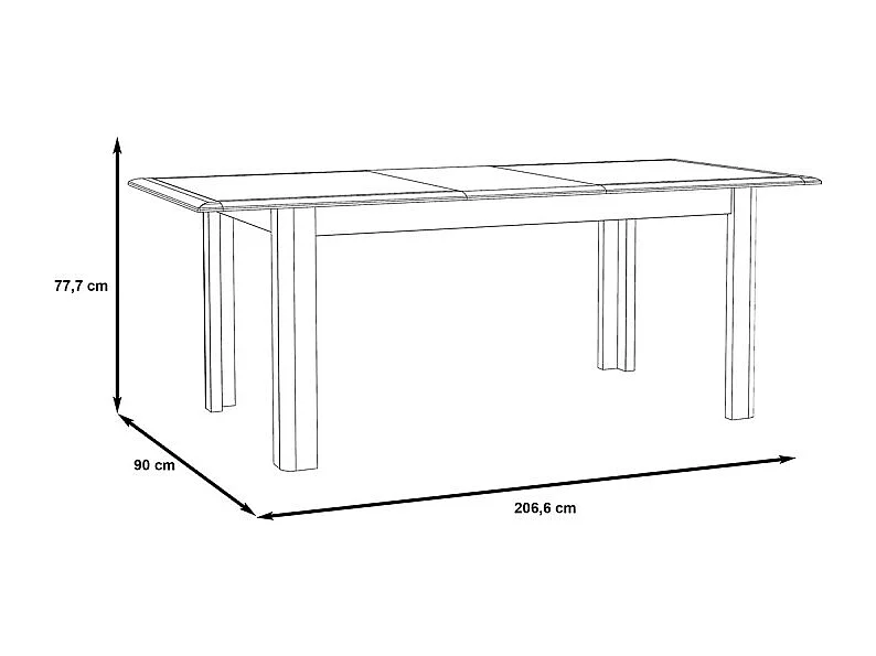 Table extensible 160 à 206 cm blanc laqué et décor gris béton - CALVI