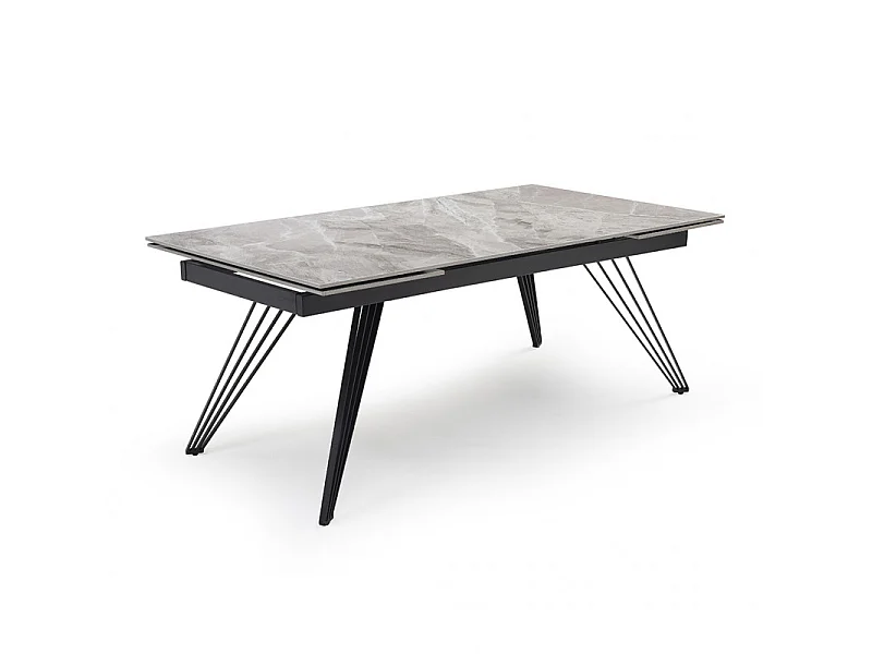 Table extensible 160/240 cm céramique gris marbré pied filaire - DAKOTA 01