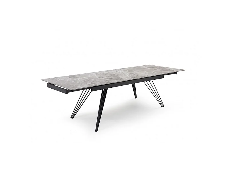 Table extensible 160/240 cm céramique gris marbré pied filaire - DAKOTA 01