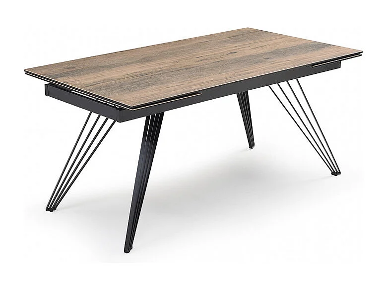 Table extensible 160/240 cm céramique effet bois pieds filaires - TEXAS 01