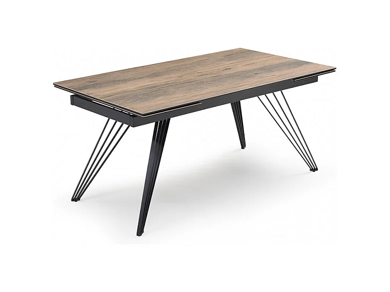 Table extensible 160/240 cm céramique effet bois pieds filaires - TEXAS 01